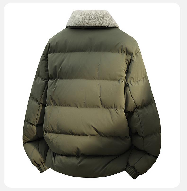 2025 Winter Herren Trendige Dicke Baumwolljacke mit Schönem Pelzkragen und Stehkragen