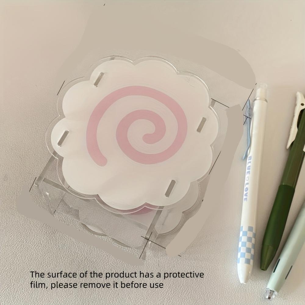 

1PC Cloud-shaped Acrylic Pen Holder, Spacious Desktop Storage Box with Pink Spiral Design