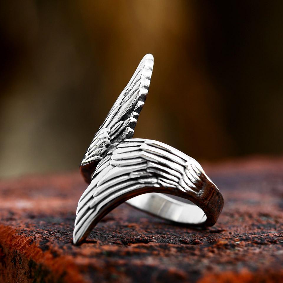 

BEIER 2023 Stainless Steel New Arrival Wings Ring For Couples Adjustable Vintage Simple Jewelry Wholesale Gift 6