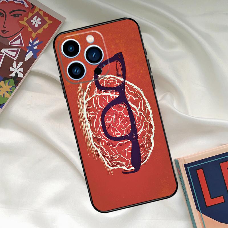 Brain Art Phone Case For iPhone 16 14 13 12 11 15 17 Pro Max 15 16 Plus 13 Mini 16e 17 Air Funda Cover