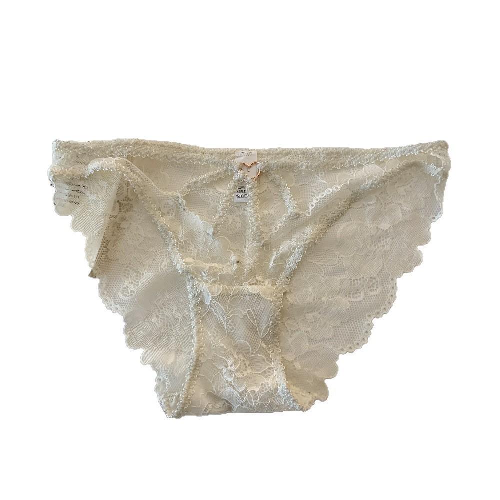 Slightly Tipsy Love - Purple Lace Low-Waist Breathable Cotton Panties with Cross Cutout
