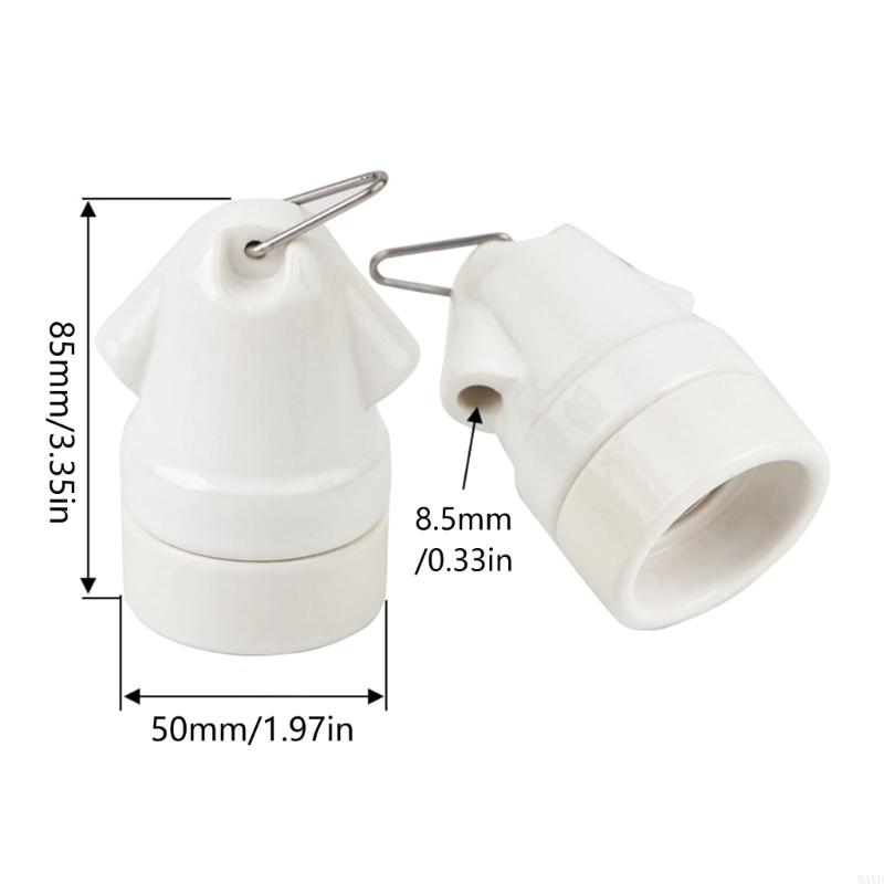 Heavy Duty Ceramic E27 Lamp Holder With GG50 Metal Hook For Bathroom Heaters Bulbs And LED Lights M4YD