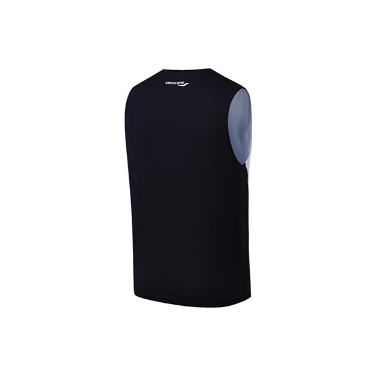Saucony Color Block Logo Comfortable Running Training Moisture Wicking Breathable Quick Dry Sleeveless T-Shirt Men tops White SC2239026-2