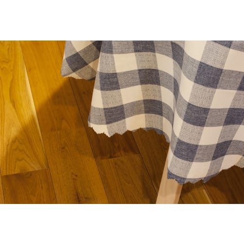 Iams Round Tablecloth (145cm / Blue) Country Check Round Water-Repellent Tablecloth (Made in Japan)