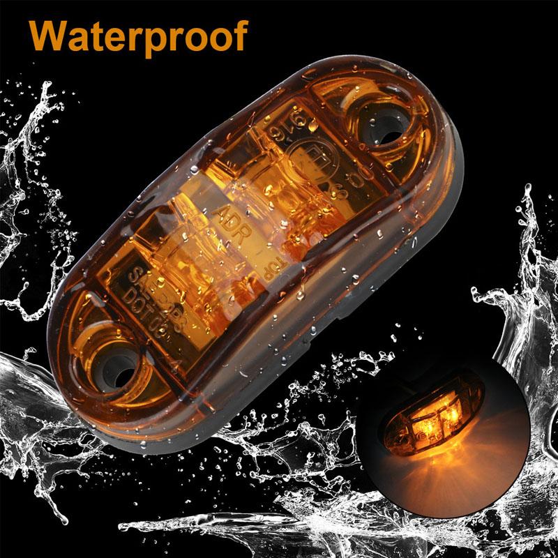 2/4Pcs Amber Warning Light 12v 24v Led Side Marker Lights for Trailer Trucks Car Strobe Lamp Clearance Signal Lamp Accessories