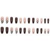 24 Stück Schokolade Lange Ballettnägel Luxus Goldfolie Unregelmäßiges Schachbrett Nail Art Stück Wear Nail