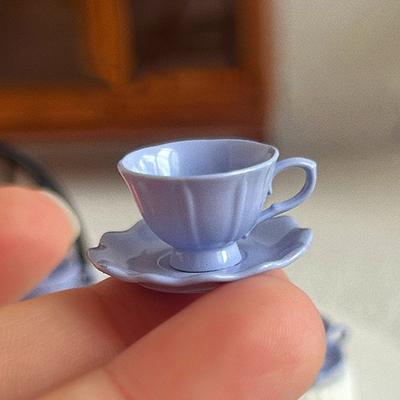 1Pcs Dollhouse Miniature French Retro Coffee Cup Plate Model Doll House Mini Play Kitchen Furniture Accessories Scene Decoration