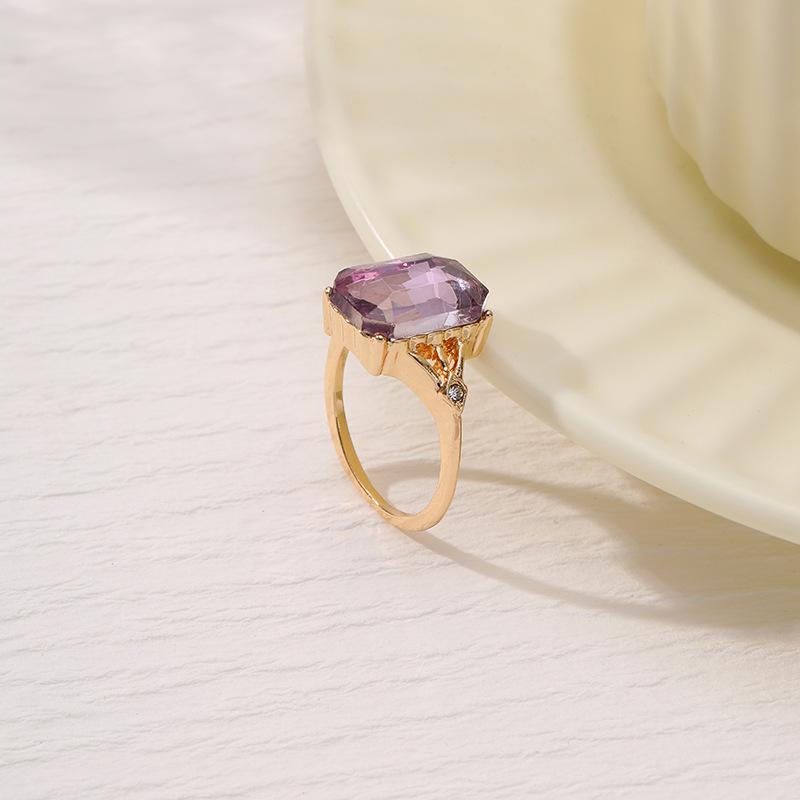 

Юнджин новые квадратные аметистовые цирконовые украшения стиль нишевая мода универсальное кольцо женщины No. 10