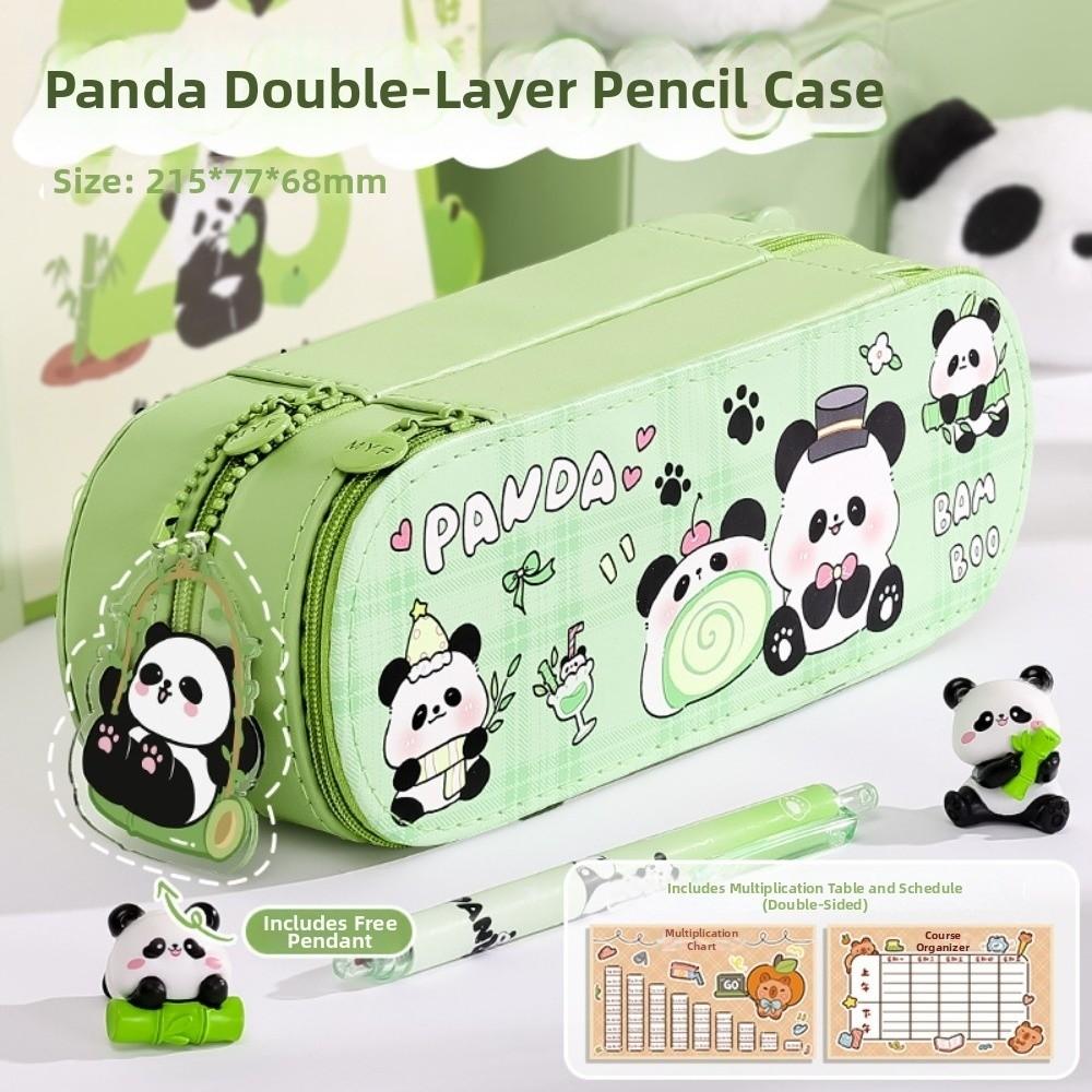 PU Leather Material Multi-Functional Pencil Box Layered Structure Cartoon Storage Box  Office Use