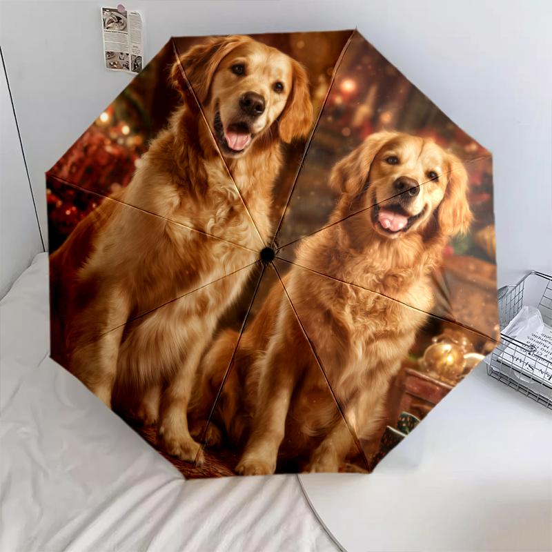 Christmas dog, automatic folding umbrella, portable and foldable design, 8 ribs, a Christmas or birthday gift.