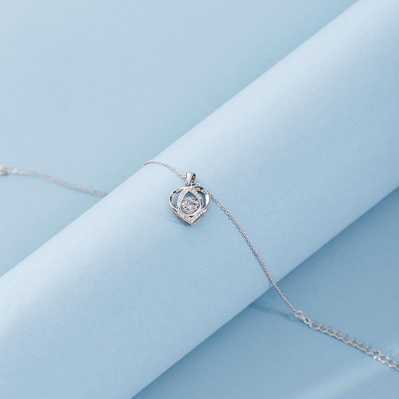 Banyan Tree S925 Silver Pendant Necklace with Heart Design, Diamond Accent - Elegant Valentine's Day Gift for Women