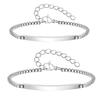 Set 2 pezzi Catena a maglia box in acciaio inossidabile Braccialetto di coppia con placca IDpersonalizzabile Gioielli per donne uomini Regalo di anniversario