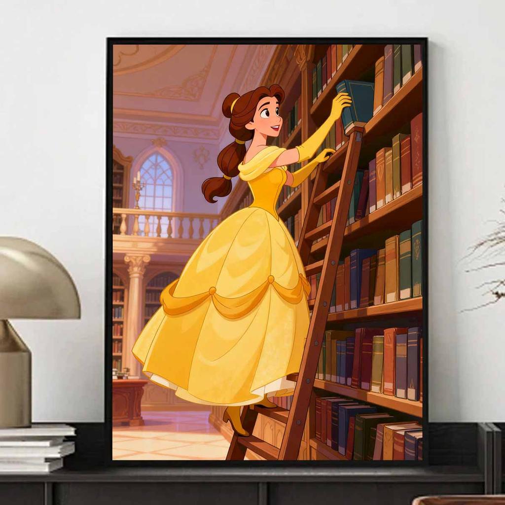 Disney Belle Library Diamond Art Painting Kit 5D Handmade DIY Diamond Painting, Home Wall Decoration