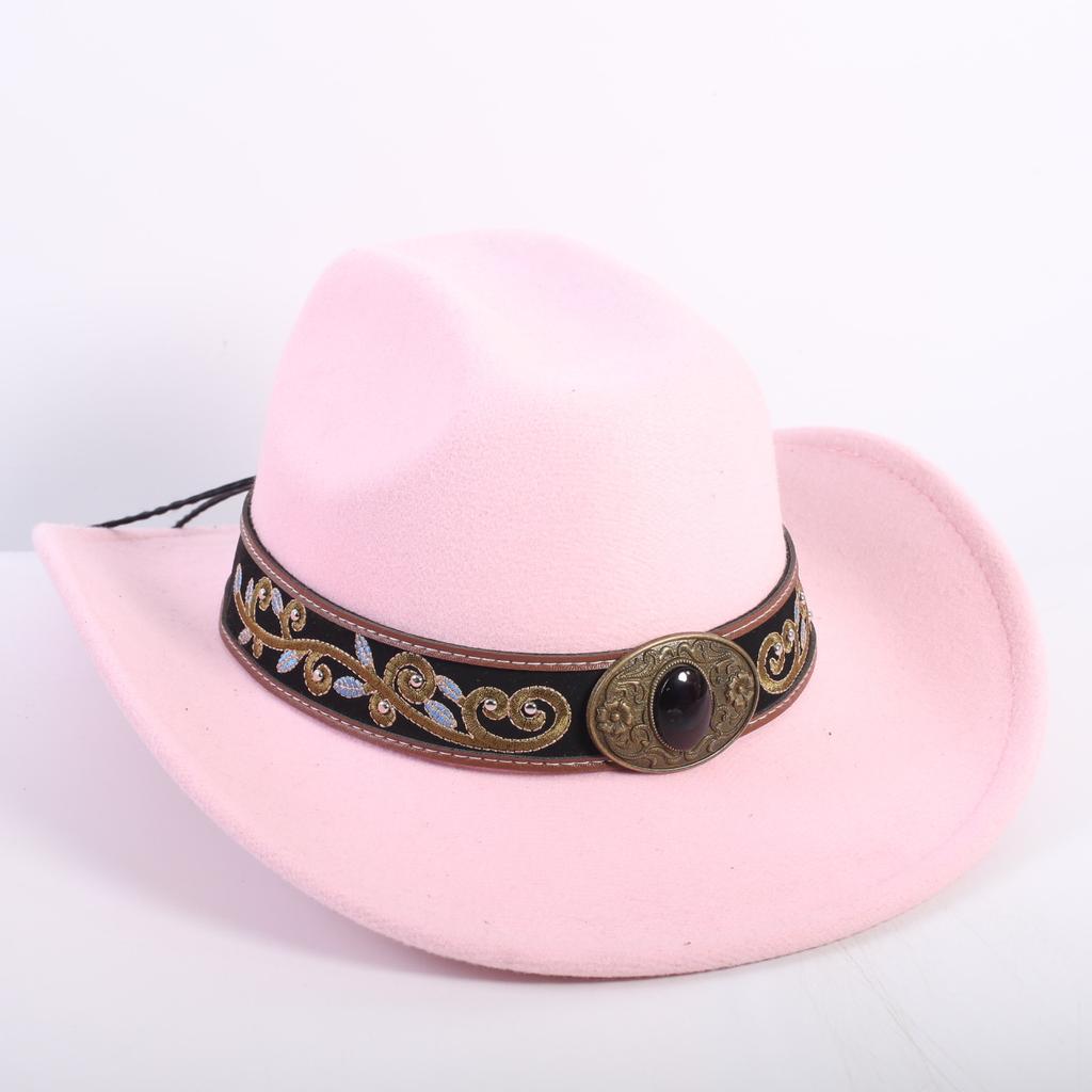 Popular European and American Fashion OL Style One-word Cowboy Hat Men's and Women's High-end Top Hat Jazz Hat Felt Hat