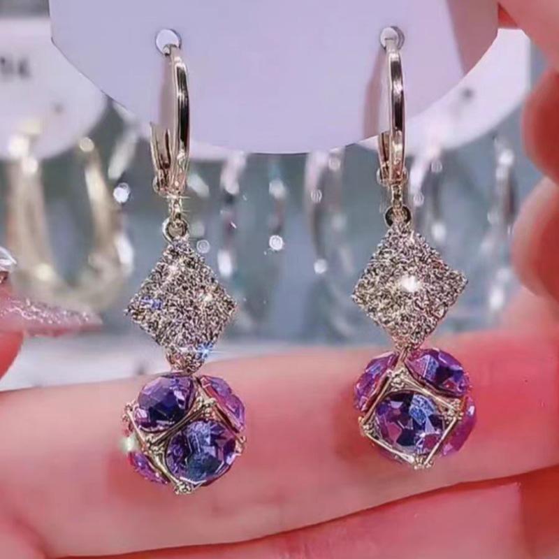 2024 Purple Zircon Stud Earrings for Women: Unique, Luxurious, and Elegant Ear Cuffs