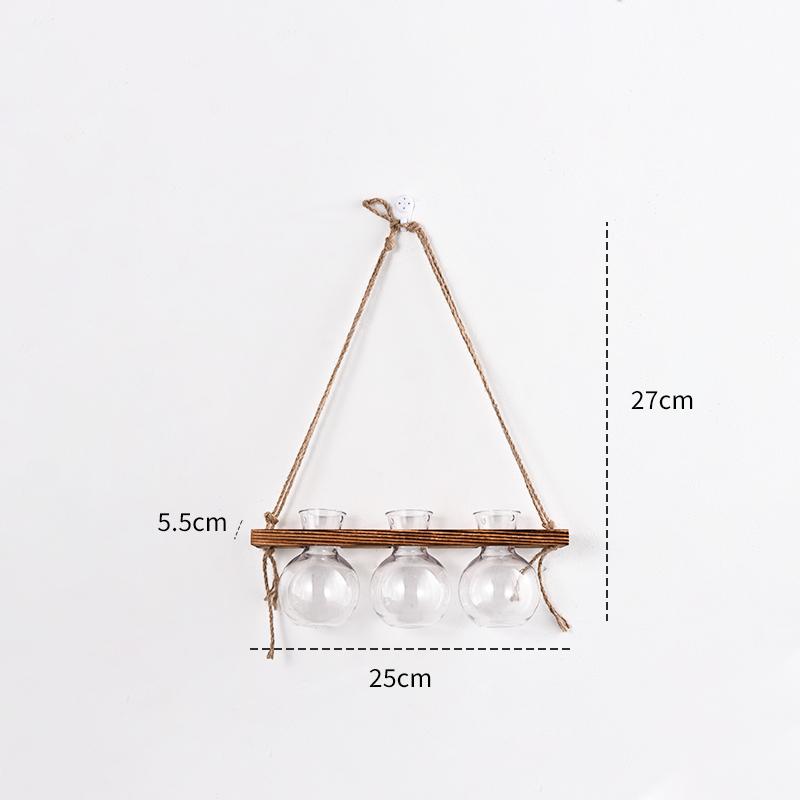 Ins Hydroponic Test Tube Vase Series Wall Mounted Wooden Frame Hydroponics Decorative Container Home Decoration Party Gift Vase