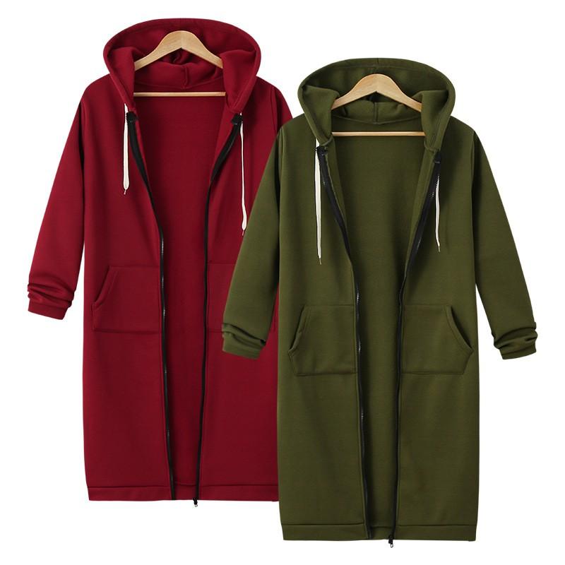 Womens Oversized Long Hooded Sweatshirt Thick Fleece Pullover Coat Winter Casual Loose Fit Plus Size