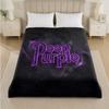 Deep Purple Print Flannel Blanket Cozy Lightweight Plush Throw Blanket For Bed Sofa Household Use