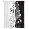 Schwarz-weißes Blumenmuster Tüll Fenstervorhänge Wohnzimmer Organza Sheer Voile Vorhang Schlafzimmer Küche Wohnkultur Drapieren