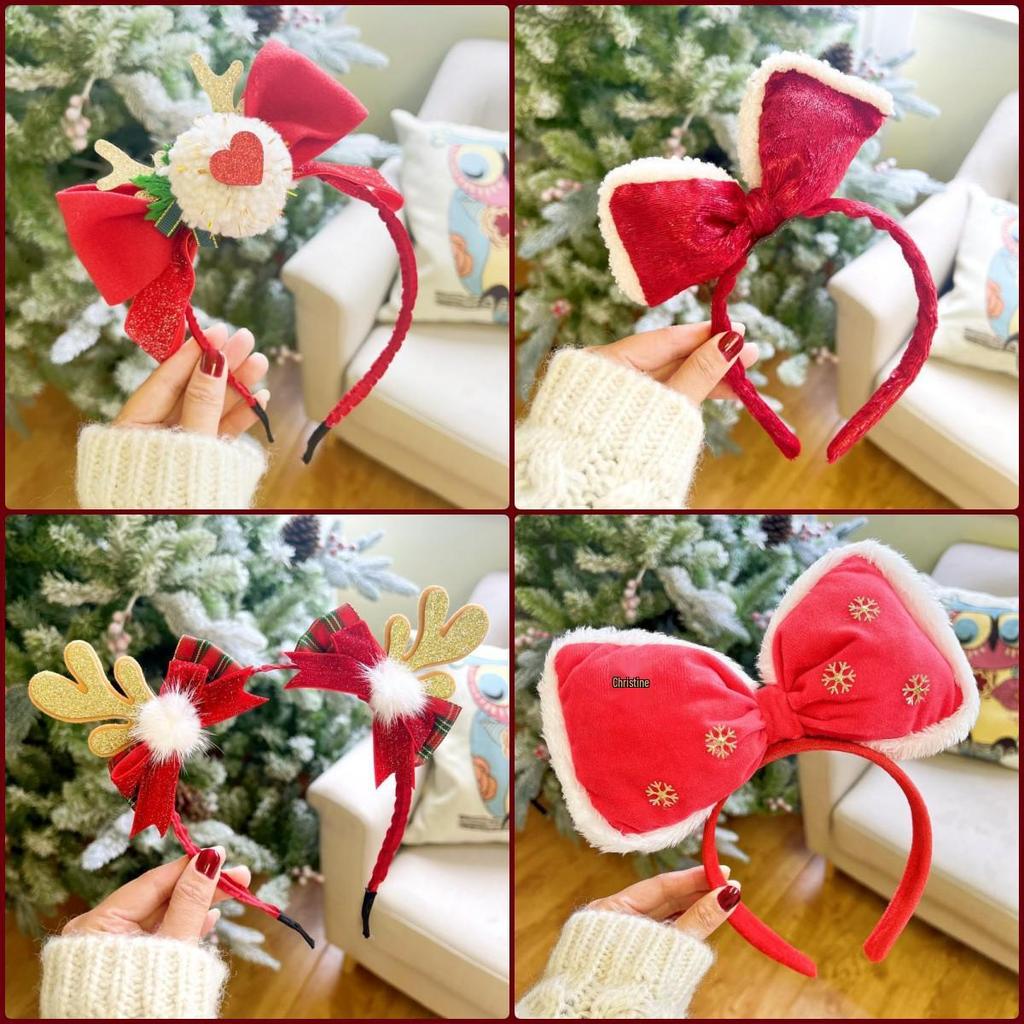 Sweet Christmas Antler Bow Headdress - Festive Fairy Hair Accessory