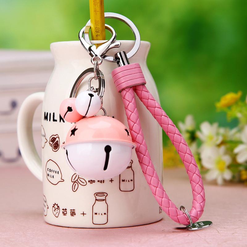 Creative Woven Rope Keychain With Metal Ring And Bell Design For Couples And Men Women