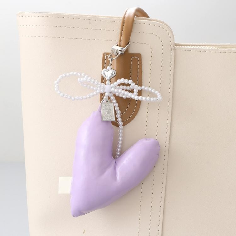 Eye Catching Beaded Keychain Padded Heart Bowknot Phone Charm Unique Keyring Bag Pendant for Car Key Purse Backpack