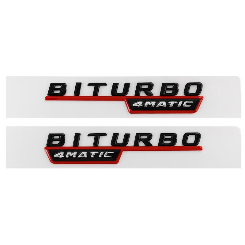 2Pcs 3D Biturbo 4matic Fender Badge Letter Emblem Sticker For Mercedes Benz C43 E43 GLC43 GLE43 Car Accessories AT1 b18