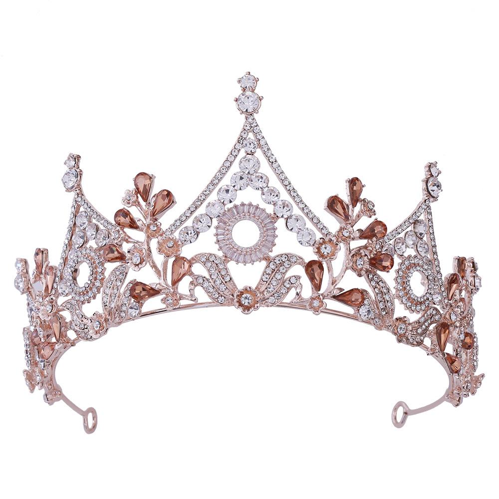 Braut Tiara Barock Krone Wald Stil Strass Tiara Prinzessin Krone Hochzeit Haarschmuck