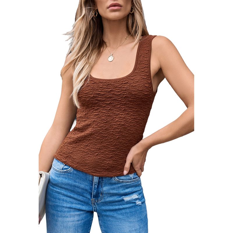 American Shiying Slim fit Slimming U-Collar Vest Women 2025 Summer New Pleat Texture Sleeveless Top Women