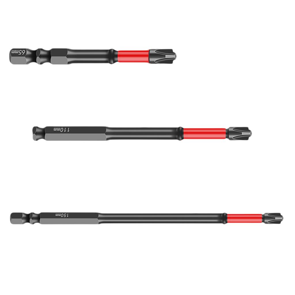 Impact Screwdriver Bit with Magnetic for Electrician Screw Driver 65mm/110mm/150mm Slotted Head 1/4inch Hex Shank