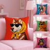 Dog Wearing A Hat Cushion Cover Plush Fabric Soft Double-Sided Printed Sofa Warm Winter Home Child Gift Pillow Case