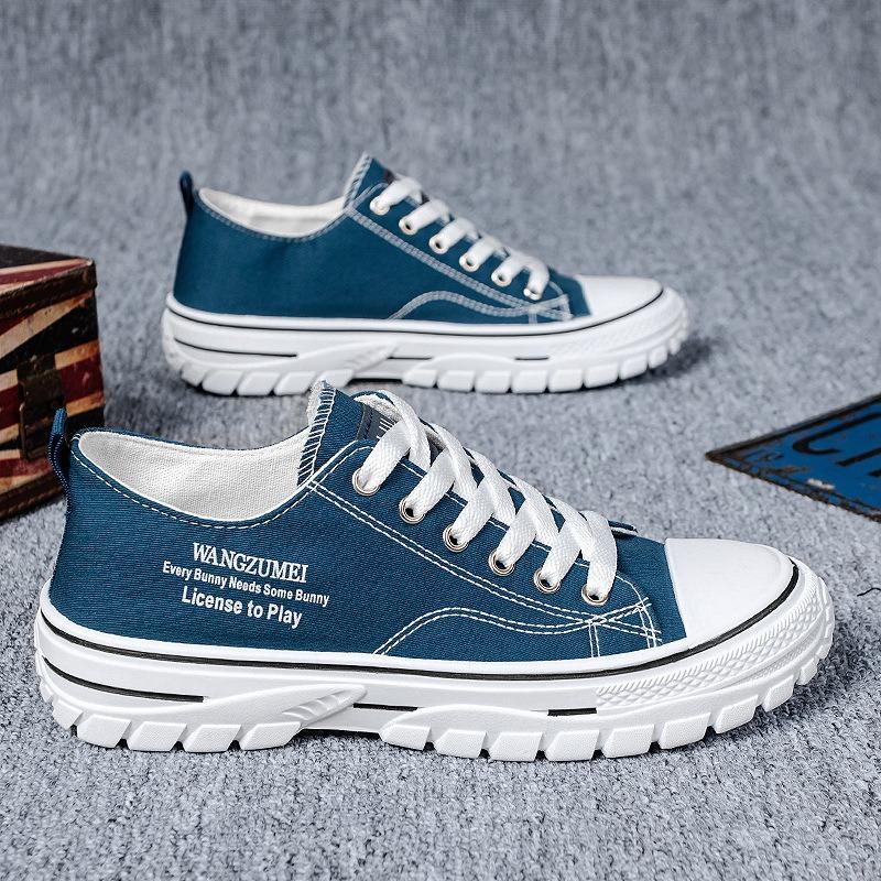 

Autumn new lightweight breathable low-top board shoes fashionable canvas shoes trendy casual men s shoes 44 синий