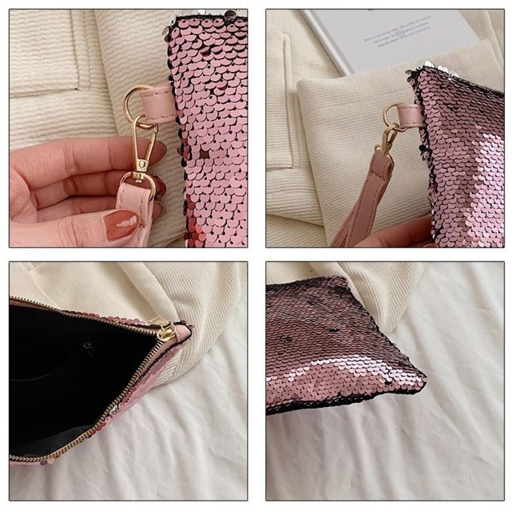 Shiny Sequins Cosmetic Bag Large Capacity Multifunctional Storage Bag with Zipper with Handle Makeup Bag Multi-Purpose Use