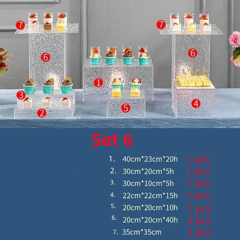 Acrylic Transparent  Dessert Rack Buffet Table Food Tray Rack Cake Tray Table Buffet Tea Break Stand Cake Display Dishes Plates
