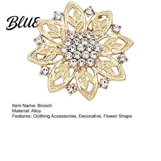 Hollow Flower Brooch Rhinestone Brooch Alloy Floral Decorative Lapel Pin Metal Vintage Clothing Jewelry for Wedding Party Prom Embellishment Pin