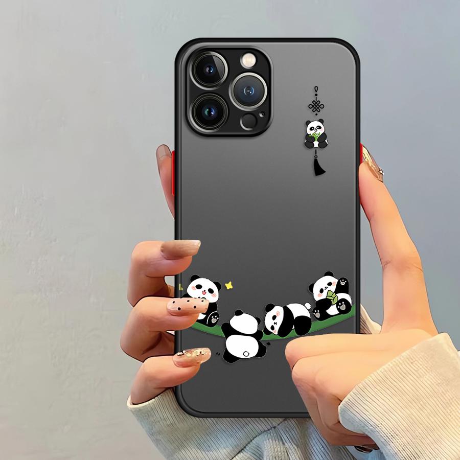 Funda Back Phone Cover Case for iPhone 17 Pro Max Air XS XR 16 Plus 13 Mini 14 11 12 15 7 8 SE Cartoon Cute Panda