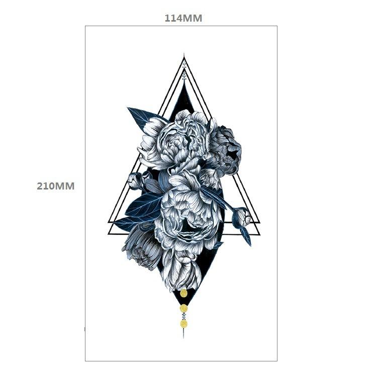 Red Rose Flower Arm Half Arm Tattoo Sticker Owl Hourglass Geometry Water Transfer Set Sticker