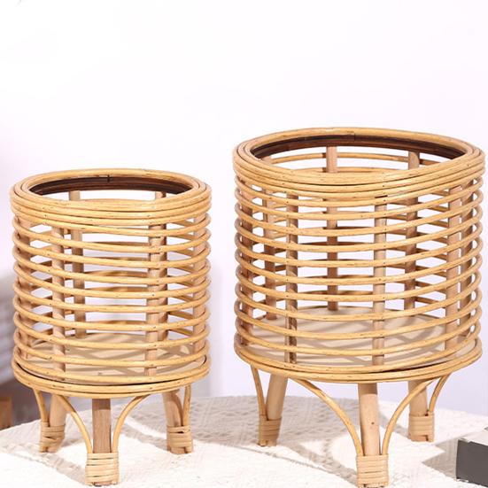 Floor Flower Stand, Heavy Pots Stable Rattan Basket, Smooth Surface Flower Stand for Indoor Outdoor Balcony
