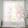 Cherry Blossoms Tree Branches Pink White Chiffon Sheer Curtains for Living Room Bedroom Decoration Window Voiles Tulle Curtain