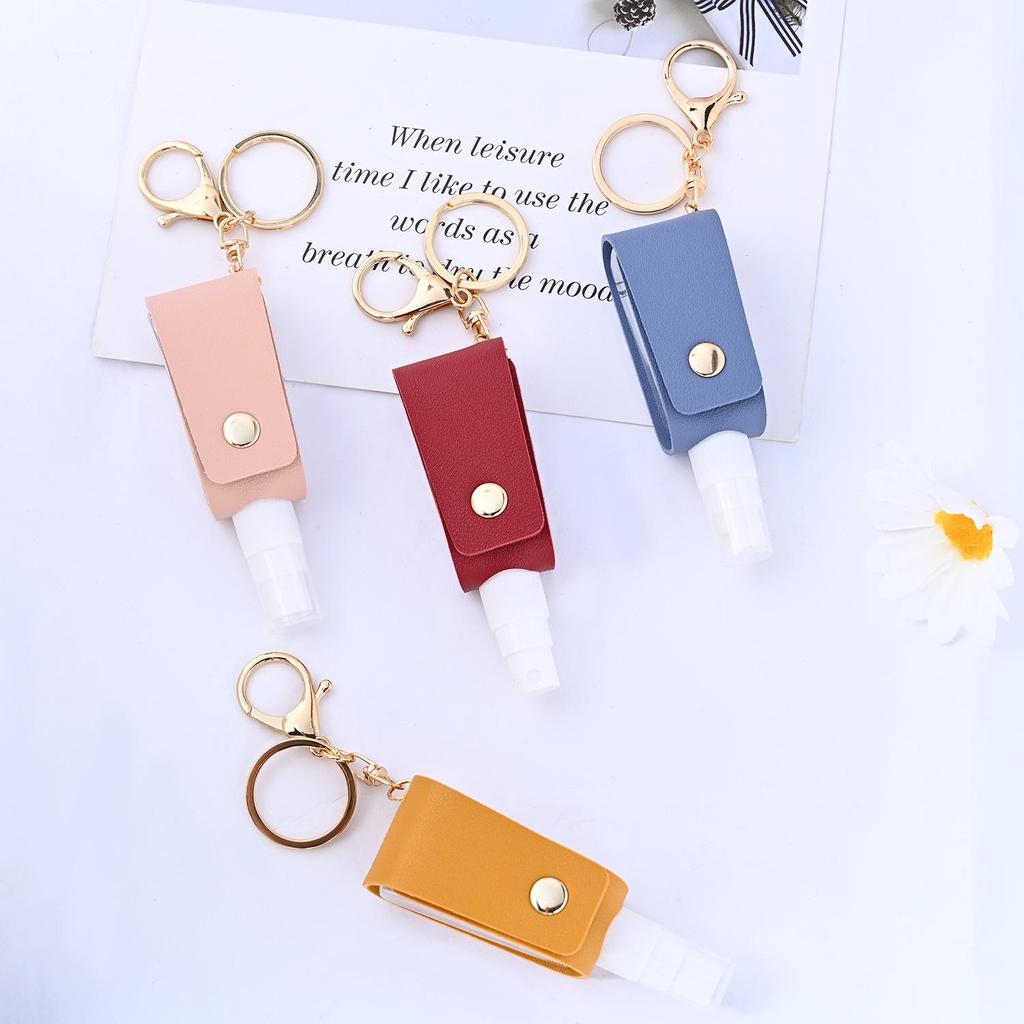 T-Shaped Leather Hand Sanitizer & Perfume Keychain Case with Spray Bottle