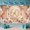 60. Meilenstein Kulisse Goldene Ballons Geburtstagsfeier Banner Happy 60 Birthday Banner Zartrosa Rosen Für Formelle Anlässe