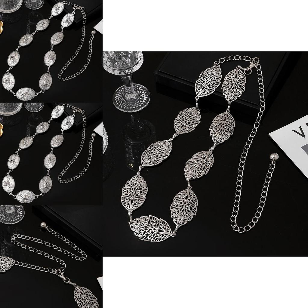 Vintage Boho Metal Waist Belt With Hollow Leaf Design For Summer Fashion