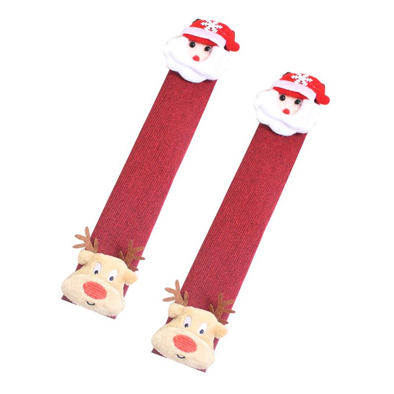 2Pcs Christmas Refrigerator Handle Cover Santa Claus Microwave Oven Door Handle Anti-Slip Protective Cover Decoration