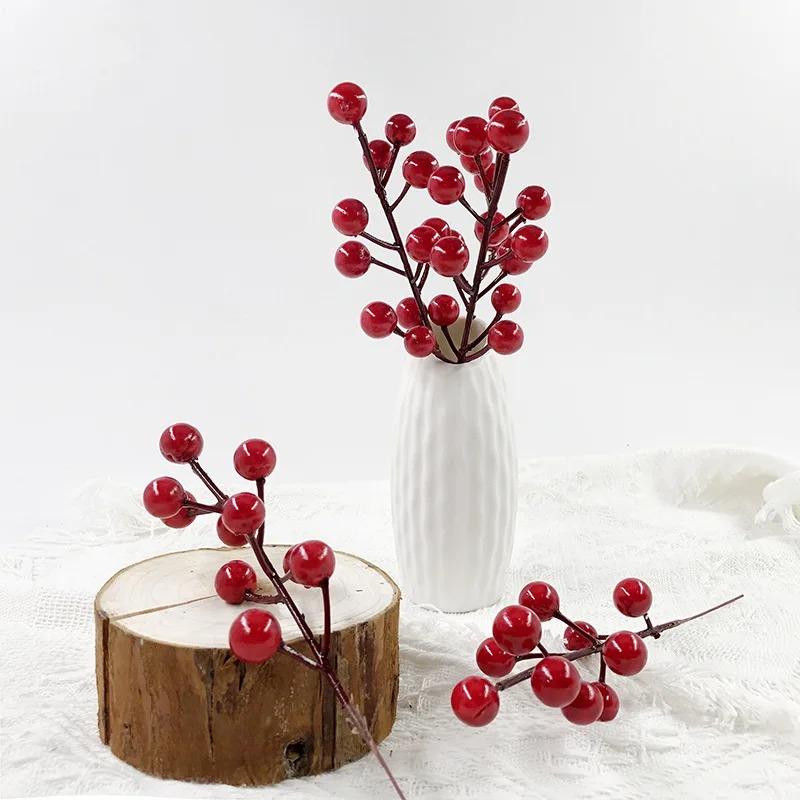 1PCS Christmas Red Berries Ornament Artificial Foam Berry Flower Branches DIY Wreath Xmas Tree Wedding Party Home Decoration