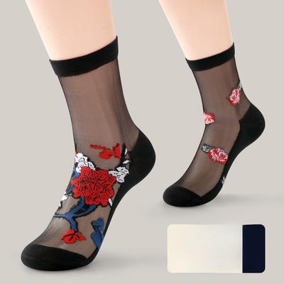 5 Paar Damen Sommer Dünne Mode Neue Blume Tube Kristall Strümpfe