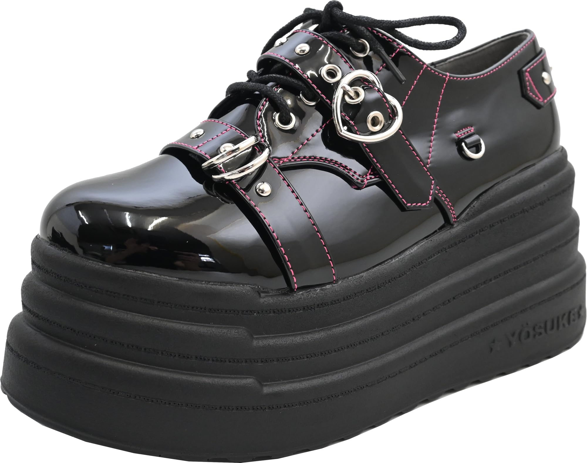 

Yosuke Women s Loafers, Size 23.5cm, Black Pink, 2710051