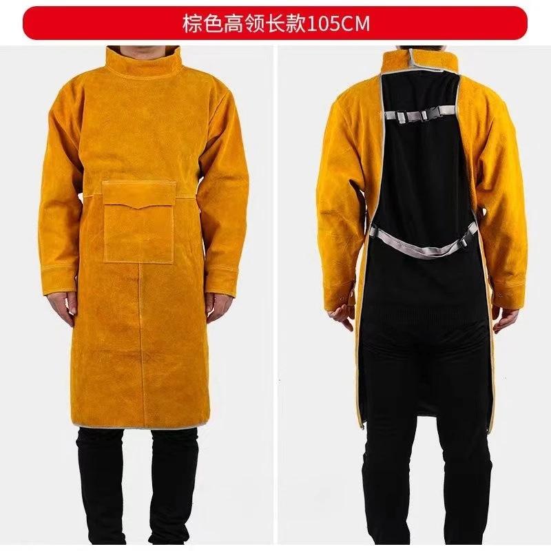 Leather Suede Electric Welding Protective Suit Anti-fire Scald Proof Flame Retardant Heat Insulation Clothing Work Apron