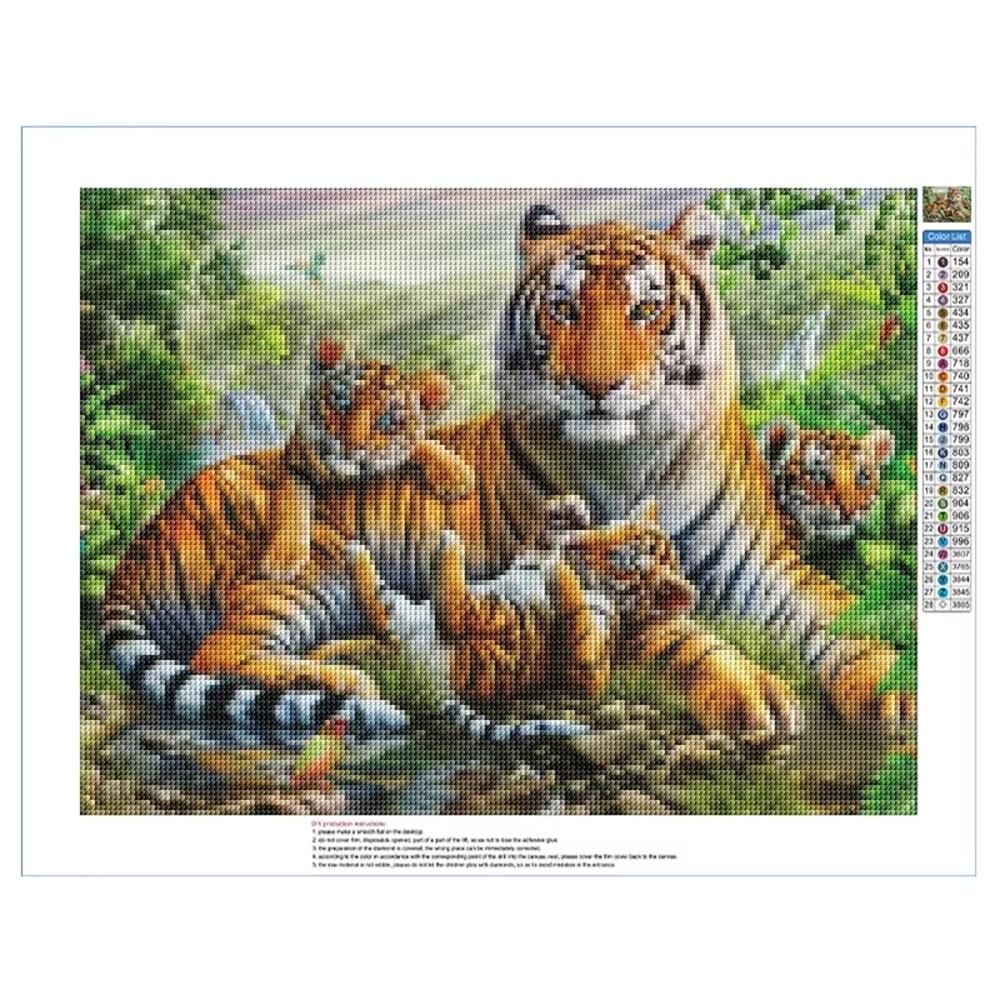5D DIY Diamond Painting Forest Scenery and Animals Tiger Mosaic Rhinestone Embroidery Full Round Diamond Cross Stitch Home Gift