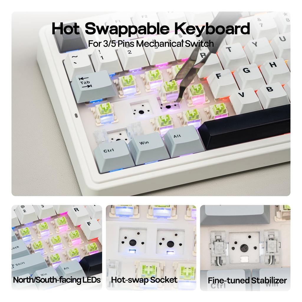 EPOMAKER Aula F75 Gaming Mechanical Keyboard 75% Wireless Hot-Swappable Gasket LEOBOG