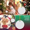 6/12Pcs Christmas Sublimation-Blank Ceramic Pendant White Round Ceramic Hanging Ornament with Golden String for Crafting Christmas Tree Personalized